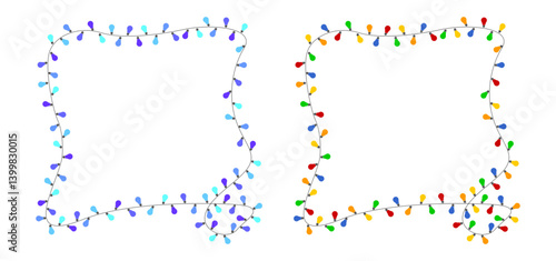 Light bulb frames set with blank space for a text that can use for invitations, celebrations and any	