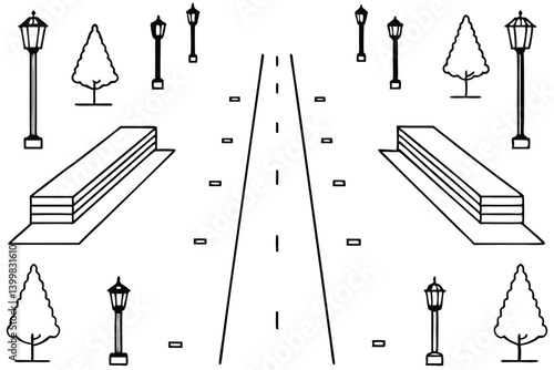 sidewalk line art clean and fresh geometric design idea
