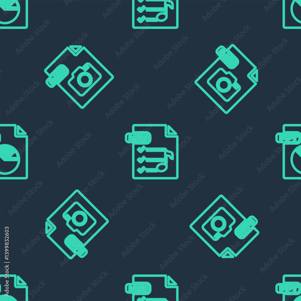 Set line M3U file document, RAW and PPT on seamless pattern. Vector Set line M3U file document, RAW and PPT on seamless pattern. Vector