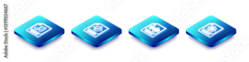 Set Isometric line WAV file document, MSG, and MAX icon. Vector