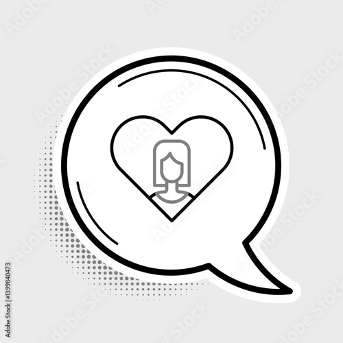 Line Heart with female icon isolated on grey background. Venus symbol. The symbol for a female organism or woman. Colorful outline concept. Vector