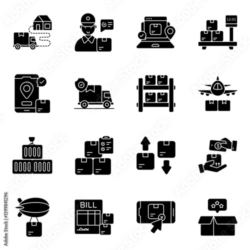 Set of Shipment Solid Icons


