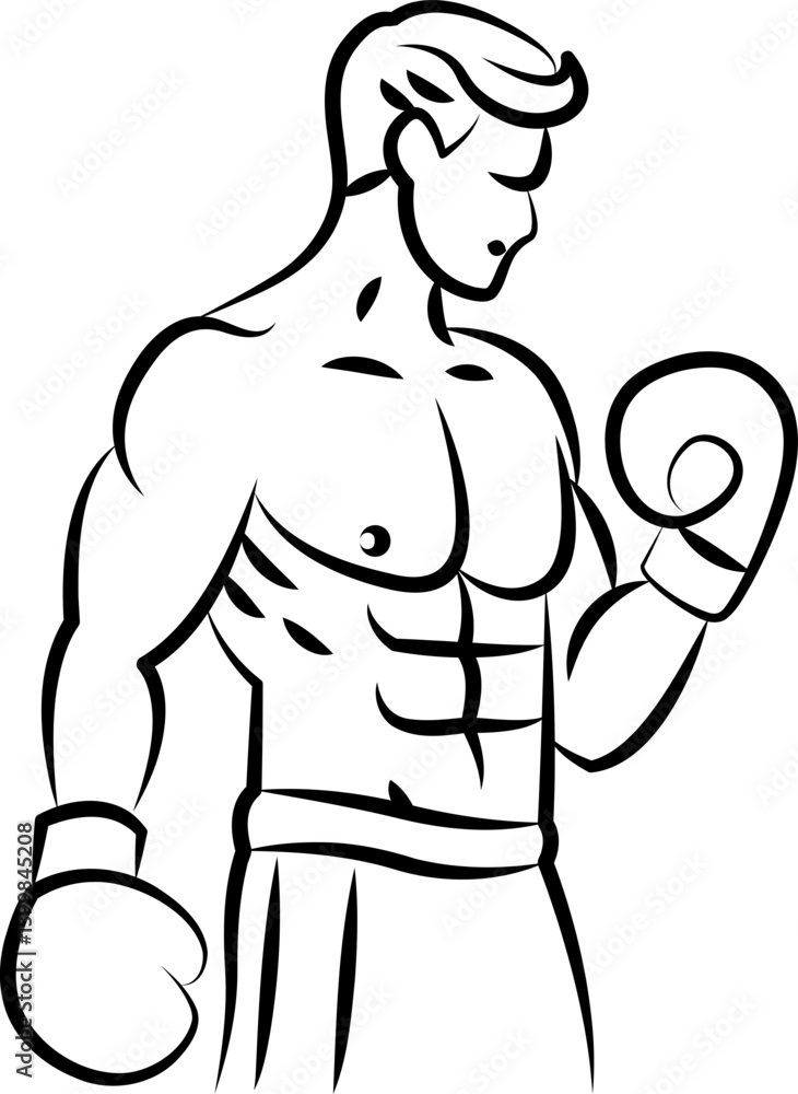 Fototapeta premium Line art ,Icon logo, Exercise & Wellness, graphic design ,stroke, drawing, strong man