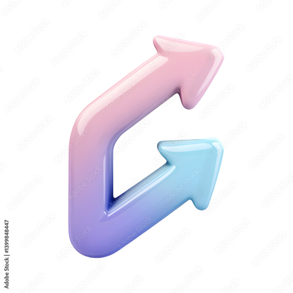 A graphic design featuring two oppositely pointed arrows with a gradient of pastel colors. A graphic design featuring two oppositely pointed arrows with a gradient of pastel colors.