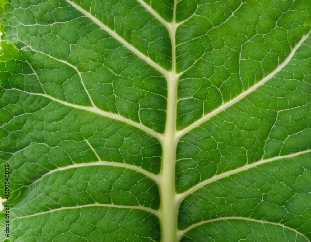 Fototapeta premium Close-up of a vibrant green leaf showcasing intricate vein patterns.