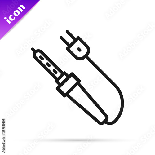 Black line Soldering iron icon isolated on white background. Vector