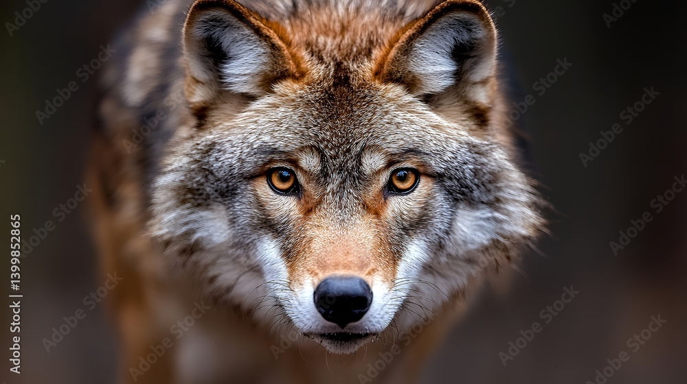 Close up coyote portrait in woodland Close up coyote portrait in woodland