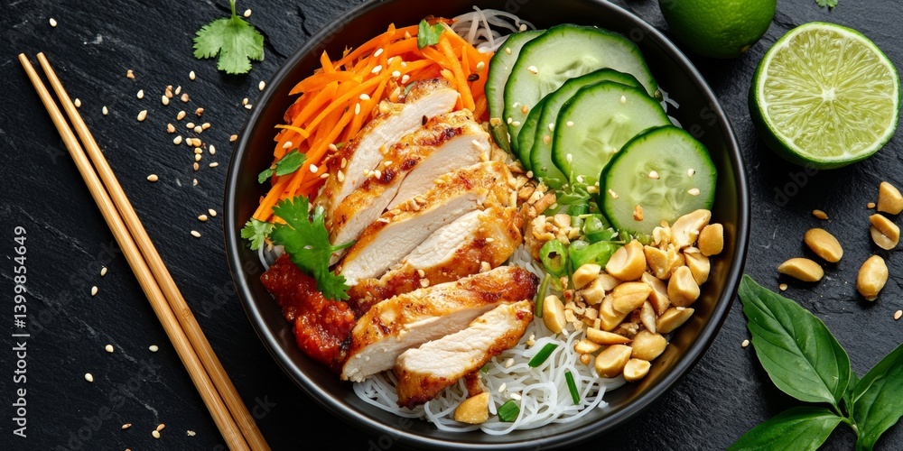 Grilled Chicken Noodle Bowl with Vegetables Grilled Chicken Noodle Bowl with Vegetables