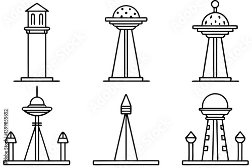 space elevator conc advanced engineering concept line art drawing