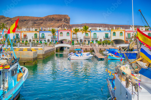 Travel Concepts. Marina Harbor Area of Puerto de Mogan at Daytime at Gran Canaria in Spain Called a Little Venice of the Canaries
