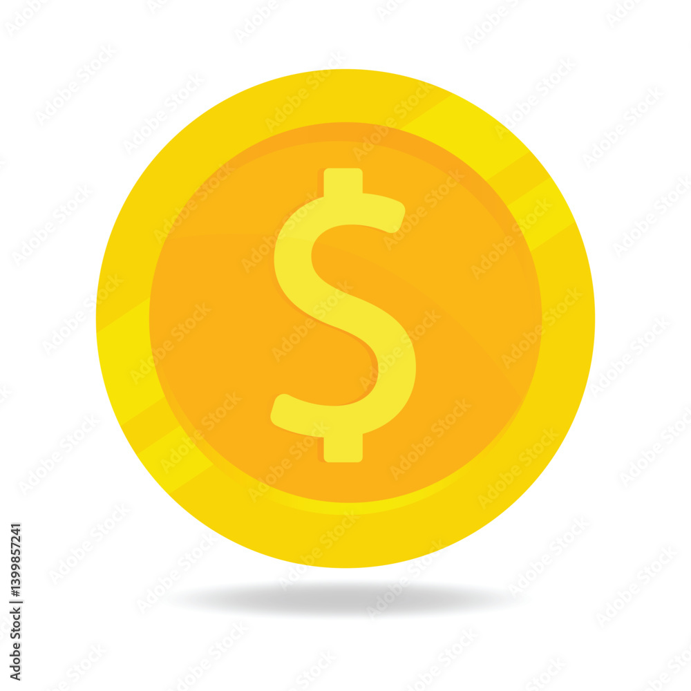 Vector golden coin icon isolated on white background. Vector money symbol. Bank payment symbol. Vector golden coin icon isolated on white background. Vector money symbol. Bank payment symbol.