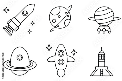 Quadro su tela space probe line art journey through the cosmos and beyond