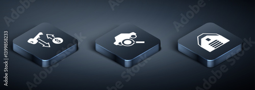 Set Isometric Rent key, Garage and Car sharing icon. Vector
