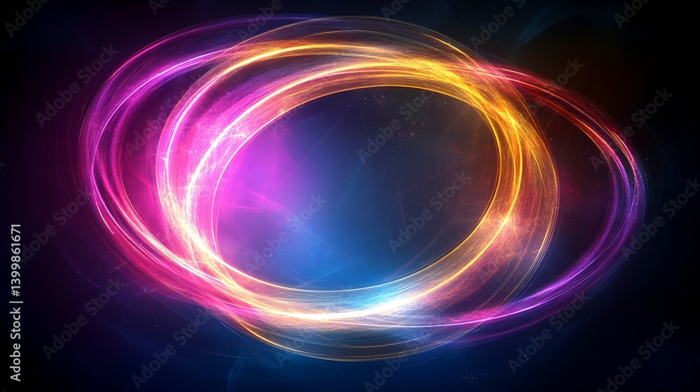Abstract rings of light, cosmic energy Abstract rings of light, cosmic energy