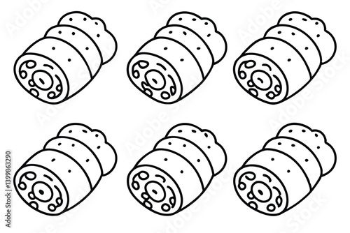 spring rolls line art creative food illustration for menu