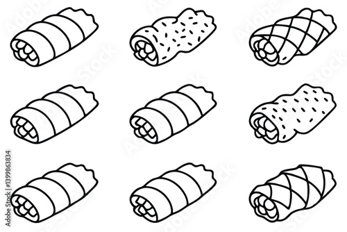 spring rolls line art elegant simple food design style