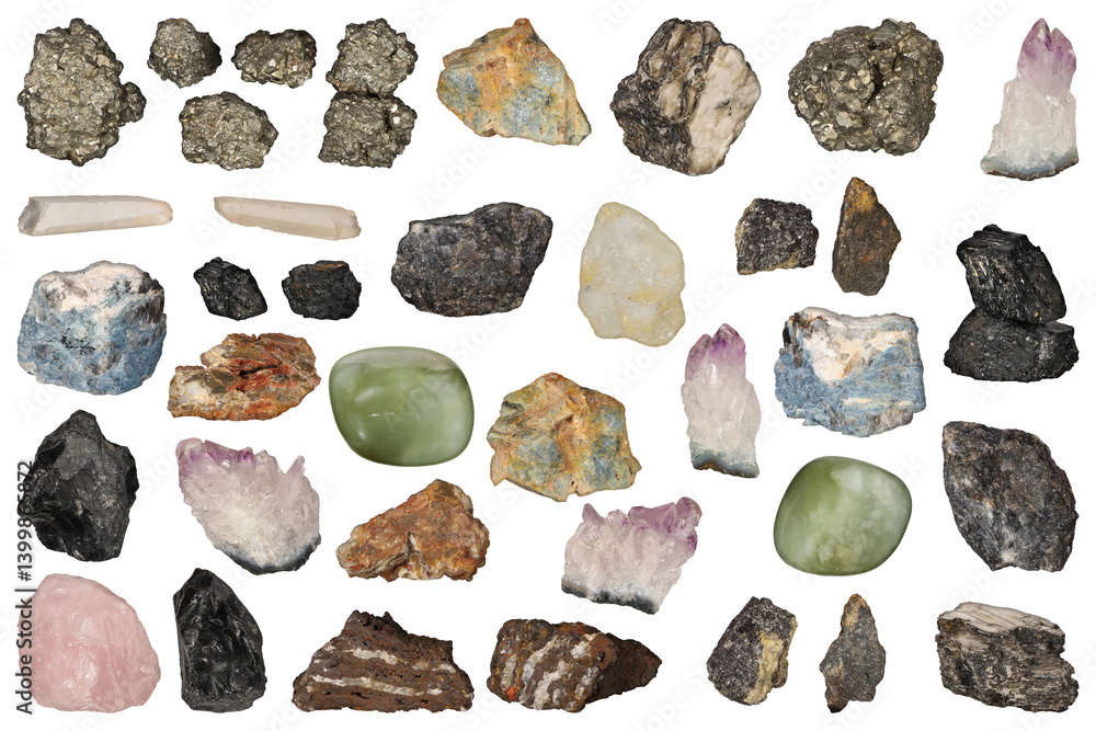 Assorted Mineral and Gemstone Collection png isolated background Assorted Mineral and Gemstone Collection png isolated background