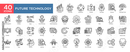 Future Technology collection set. Future Technology, Technology  , Develpment, Progressive, Competitive, Money Management , Research, Vision, icon. Simple flat vector illustration