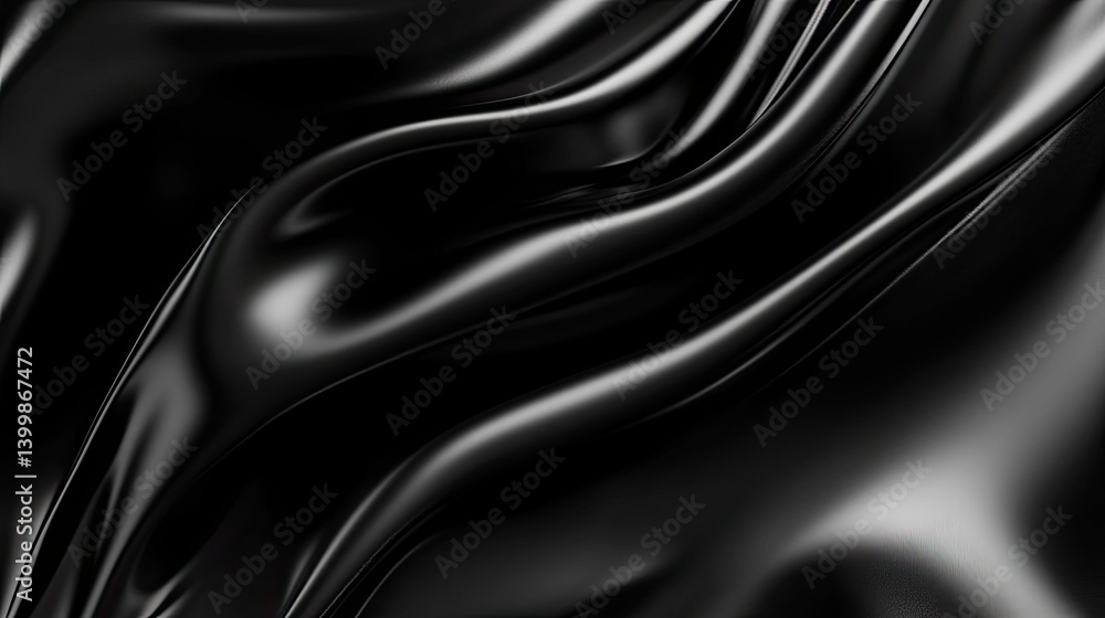 Fototapeta premium Abstract Black Fabric Texture with Smooth Waves