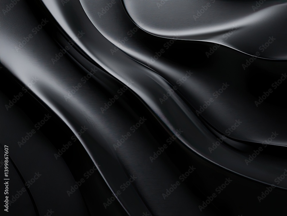 Obraz premium Abstract Black Fabric Texture with Smooth Waves