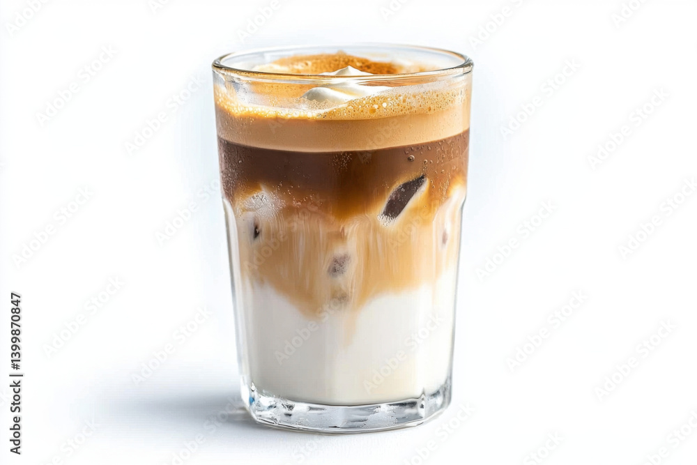 Refreshing iced latte cups with layered espresso coffee shop drink photography bright environment close-up view tasteful indulgence Refreshing iced latte cups with layered espresso coffee shop drink photography bright environment close-up view tasteful indulgence