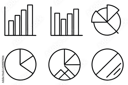 statistical charts line art depicting economic data visualization