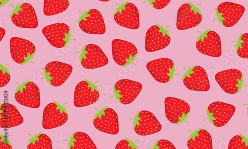 Seamless Strawberry Pattern. Strawberry  background. strawberries repeatable background. Design for wrapping paper, fabric, backdrop, wallpaper. Fruit graphic element, tile decoration.
