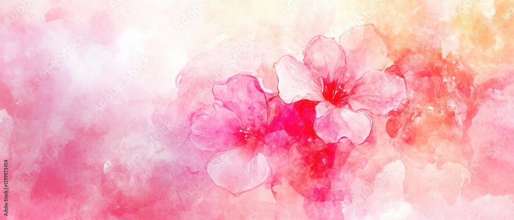 Delicate cherry blossom watercolor painting with soft pink hues and gentle brushstrokes creating a serene and tranquil floral art piece Delicate cherry blossom watercolor painting with soft pink hues and gentle brushstrokes creating a serene and tranquil floral art piece