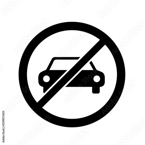 No Parking Sign Vector Illustration of a Car Prohibited Symbol