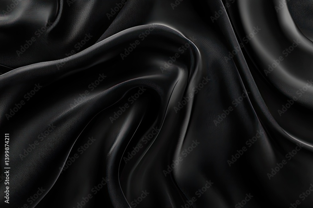 Obraz premium Dark Elegant Black Silk Fabric Drape Texture