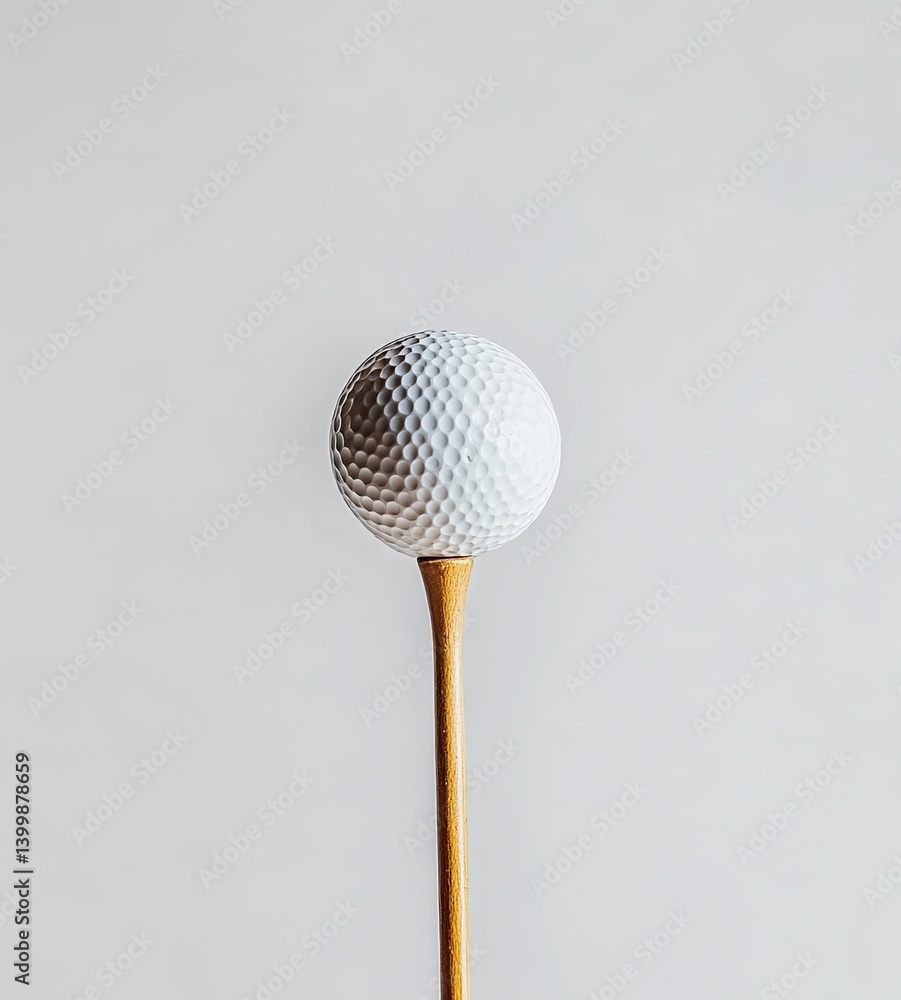 Golf ball on tee against a plain background Golf ball on tee against a plain background