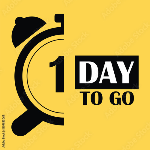 one day to go icon in flat style. Promo label with alarm clock vector illustration on isolated background. Sale promotion 1 day to go sign business concept