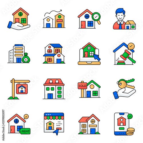 Set of Estate Flat Icons

