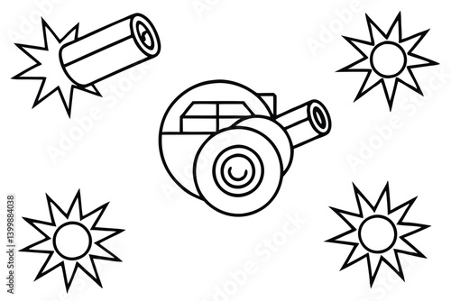 turbopower burst line art rapid force explosion hand drawn illustration
