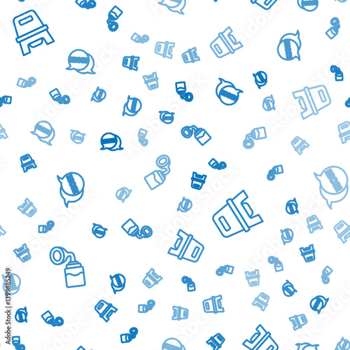 Set line Breast pump, Baby potty and Speech bubble mom on seamless pattern. Vector