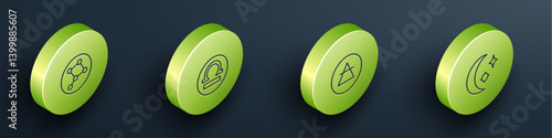 Set Isometric line Great Bear constellation, Libra zodiac, Air element and Moon and stars icon. Vector