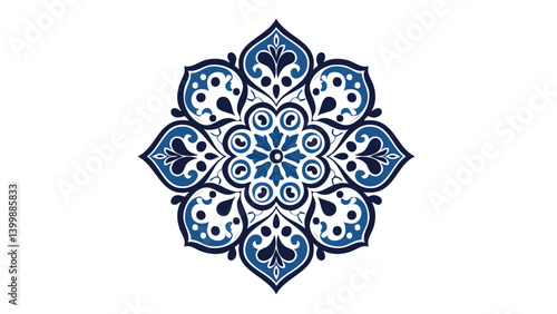 Classic Arabesque Pattern in Blue and White – Seamless Tile 1