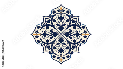 Classic Arabesque Pattern in Blue and White – Seamless Tile