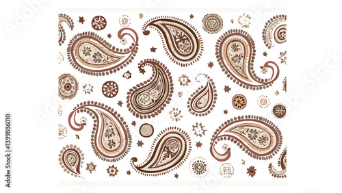 Hand-Drawn Paisley Pattern – Vintage Parchment Style 1