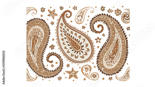 Hand-Drawn Paisley Pattern – Vintage Parchment Style 2