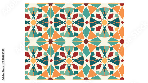 Vintage Arabic Mosaic Tile – Turquoise and Ochre 1