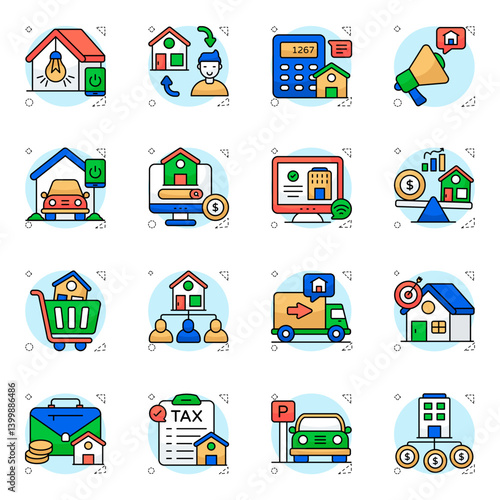 Set of Estate and Property Flat Icons


