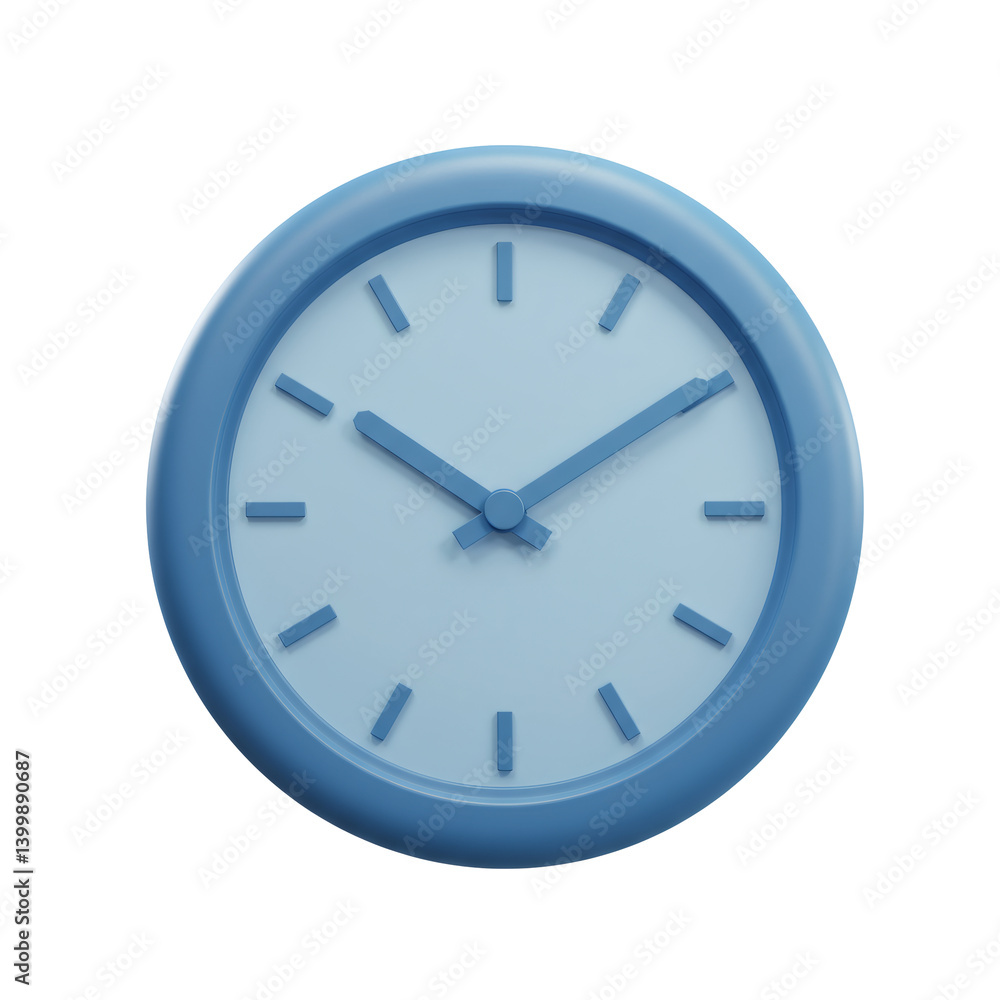 Simple Blue Analog Clock 3D Render Simple Blue Analog Clock 3D Render