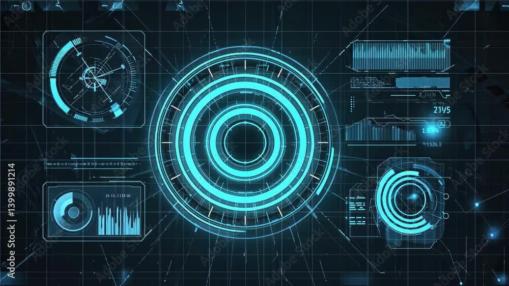 Business Radar Technology with Blue Loop and Target Aim Concept Business Radar Technology with Blue Loop and Target Aim Concept