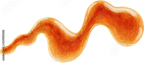 Caramel Drizzle Topping Watercolor Illustration