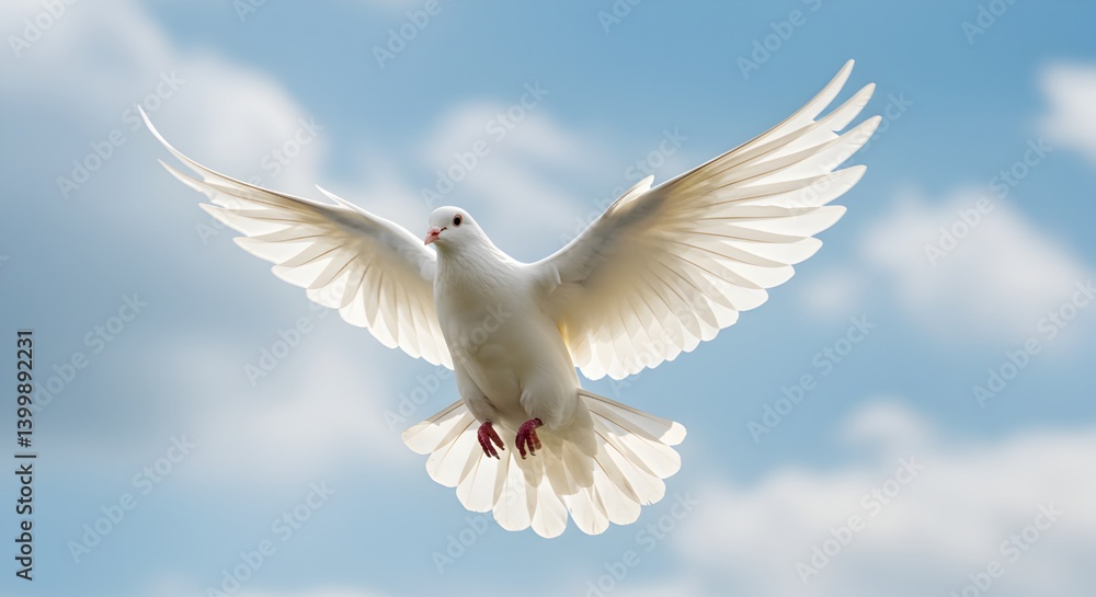 Obraz premium white dove flying in the sky
