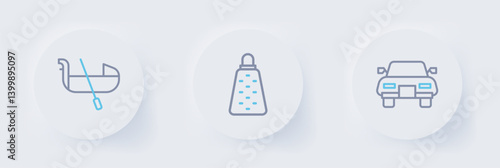 Set line Car, Grater and Gondola icon. Vector