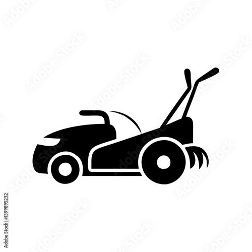 lawn mower icon, lawn mower silhouette vector illustration-simple silhouette illustration of lawn mower, perfect for lawn mower logos and icons