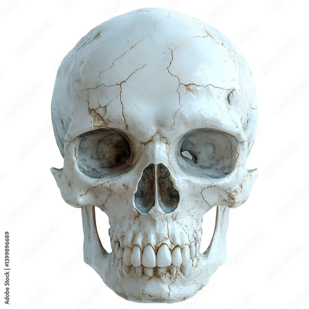 Obraz premium Cracked Human Skull 3D Render