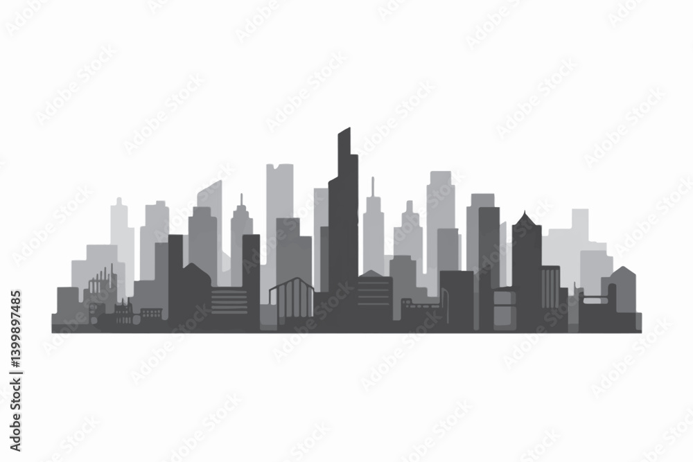 Minimal Black Cityscape – Downtown Building Shapes Minimal Black Cityscape – Downtown Building Shapes